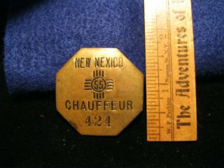 Old Vintage 1955 Mexico Nm Chauffeur Badge Pin Back Employee Id 424