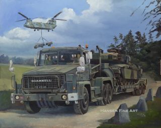 Scammell Commander Tank Transporter Chinook Helicopter Baor Art Print