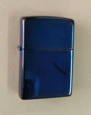 Blue Chrome Zippo Lighter 2003 Very Good