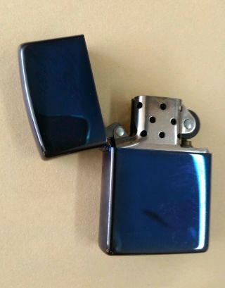 Blue Chrome Zippo Lighter 2003 Very Good 3