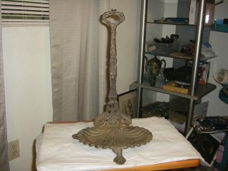 Rare Vintage/ Antique Footed Holy Water Font Solid Cast Iron 17 " Tall