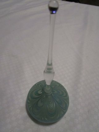 Vintage Iridescent Aqua Blues Swirl Art Glass Perfume Bottle Finial Stopper