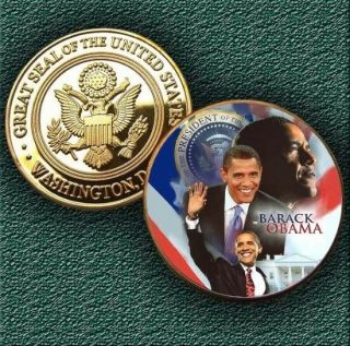 The President Of U.  S.  United States | Barack Obama | Gold Plated Challenge Coin