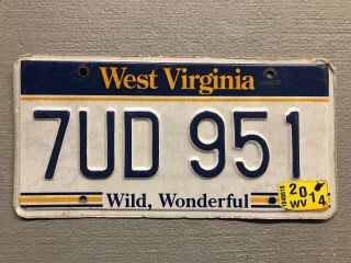 Vintage West Virginia License Plate Wild Wonderful 7ud - 951 2014 Sticker