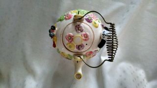 Vintage,  Ceramic Tea Pot with 3D Dog and Bird,  Metal wire handle,  Japan 5