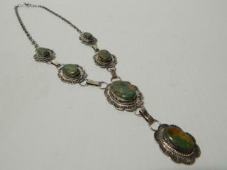 Xtranice Vintage Navajo Indian Turquoise Sterling Silver Necklace Gilbert Adakai