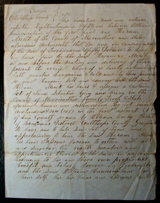 1851 Land Deed Oglethorpe County Deed Document State Of Georgia