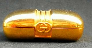 Vintage Gucci Solid Golden Metal Pill Box