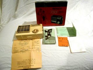 Vintage Philco T - 88 Portable Transistor Radio Box W/paperwork