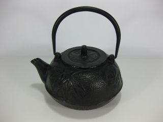 Japanese Tetsubin Cast Iron Teapot Black Enamel Inside
