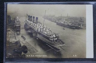 Cunard Line Rms Mauretania At Builders Real Photo Post Card C - 1907