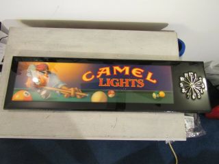 Rj Reynolds Camel Lights Cigarettes Joe Camel Pool Player Clock 20.  5 " X 7 "
