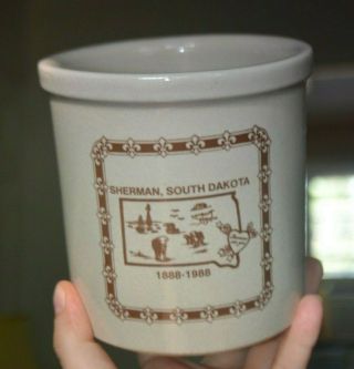 Vintage Sherman South Dakota Centennial Crock 88 Pottery Dart Inc Sd Sioux Falls