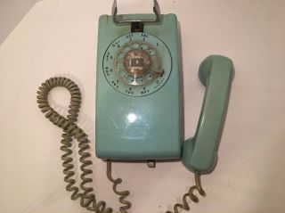 Vintage At&t Rotary Wall Phone Aqua Blue Color 228 Bell Systems Rare Find