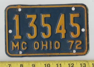 1972 Ohio Motorcycle License Plate 13545