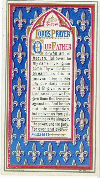 2 x VICTORIAN CHRISTMAS CARDS RELIGIOUS LORDS PRAYER & APOSTLE CREED STYLISED 2