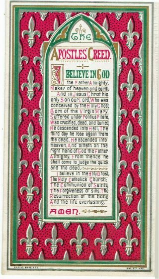 2 x VICTORIAN CHRISTMAS CARDS RELIGIOUS LORDS PRAYER & APOSTLE CREED STYLISED 3