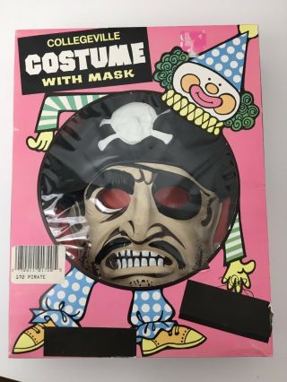 Vintage Kids Pirate Halloween Costume W Mask Small 4 - 6 Yr Collegeville