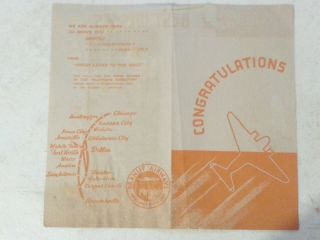 1937 Congratulations And Best Wishes From Braniff Airlines To Marie Hellend
