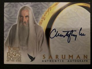 Lotr Rotk Christopher Lee As Saruman Topps Autograph Card