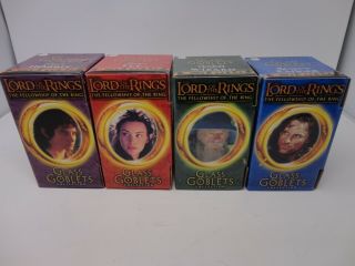 Complete Set 4 Lord Of The Rings 2001 Glass Goblets Cups Boxed