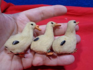 3 Vintage Spun Cotton Easter Ducks Decoration