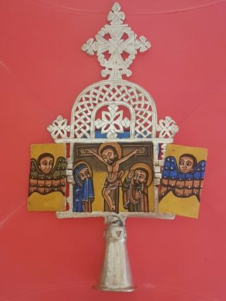 Ethiopian Orthodox Coptic Christian Triptych Hand Hammered/painted Altar/african
