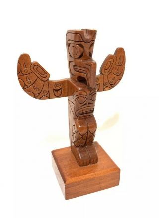 Native American Hand Carved Wood Totem Pole 5 - 1/4 Sam Lockerby West Kalum Bc Art