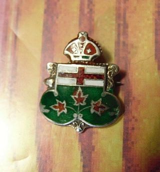 Canada Ontario Coat Of Arms Enameled Sterling Silver Lapel Pocket Pin 3/4 " High