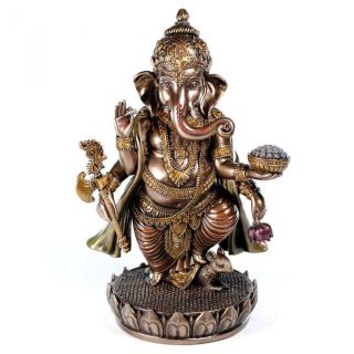 Ganesha Statue 7.  5 " Standing Bronze Resin Hindu Elephant God Ganesh