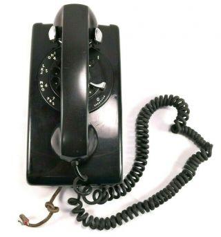 Vintage Black Western Electric 554 A/b Rotary Dial Wall Mount Telephone