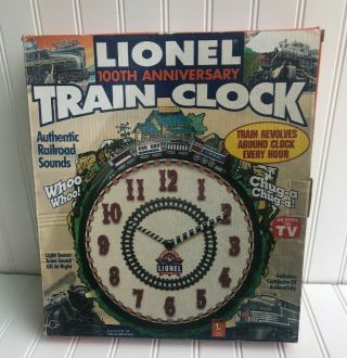 Lionel 100th Anniversary Train Wall Clock With Animation/sounds & Batteries