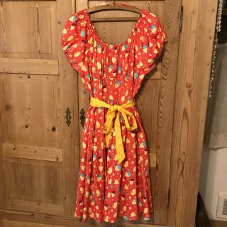 Disney Parks Dole Whip Pineapple Swirl Dress Costume Xl 1x Red