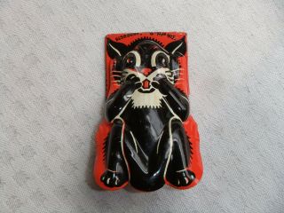 Vintage Kirchhof Tin Litho Halloween Scared Black Cat Clicker Noisemaker