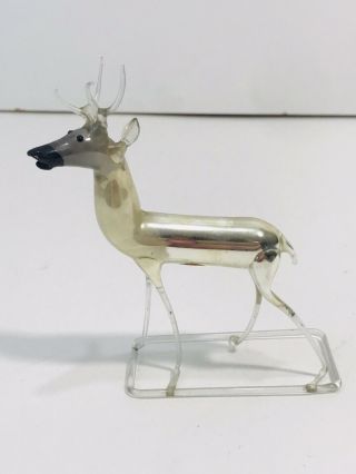 Rare Vintage German Blown Mercury Glass Deer Christmas Tree Ornament