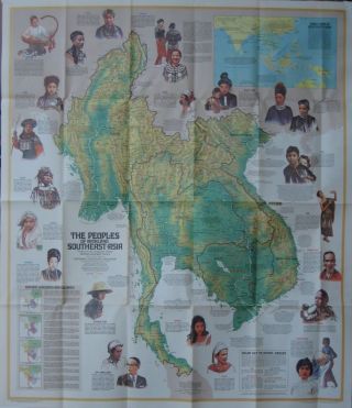 1971 Ethnographic Map Vietnam Laos Cambodia Thailand Southeast Asia Burma Malay