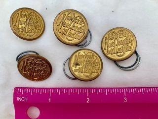 5 Vintage York Haven And Hartford Railroad Train Buttons Ny Nh