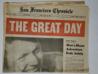 1969 Neil Armstrong Moon Landing San Francisco Chronicle Newspaper July 25 Great