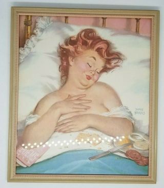 Duane Bryers Hilda Vintage Pinup Cheesecake Semi - Nude Framed Signed 10x12
