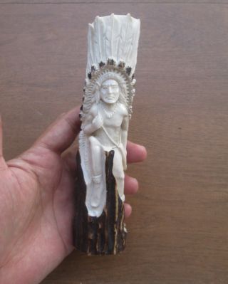 Indian Handle In Antler,  Bali Bone Carving - - - Great - - - 01150418