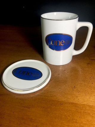 Vintage Cone Mills Corporation Mug With Coaster (greensboro,  N.  C)