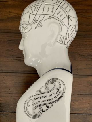 Porcelain/ceramic Phrenology 12” Bust Head By L.  N.  Fowler Science Of Psychology