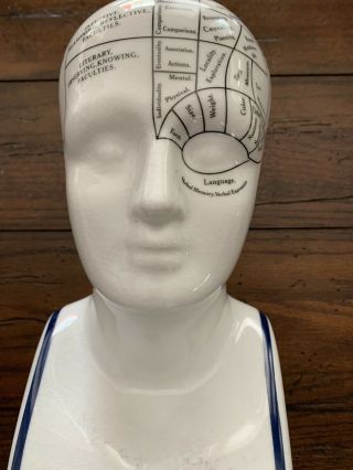 PORCELAIN/CERAMIC PHRENOLOGY 12” BUST HEAD by L.  N.  FOWLER SCIENCE OF PSYCHOLOGY 2