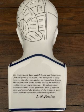 PORCELAIN/CERAMIC PHRENOLOGY 12” BUST HEAD by L.  N.  FOWLER SCIENCE OF PSYCHOLOGY 5