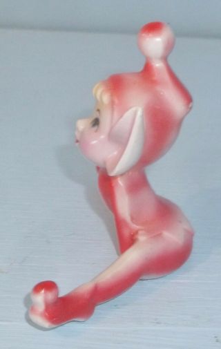 Vintage Porcelain Pixie Elf Figurine Air Brushed Pink/Red Christmas Decor 2
