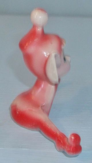 Vintage Porcelain Pixie Elf Figurine Air Brushed Pink/Red Christmas Decor 4