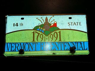 Vermont Bicentennial License Plate 1791 - 1991 Commemorative