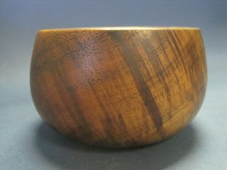 Vintage Dan Deluz Flamed Koa Wood Hawaiian Calabash Carved Bowl Cond