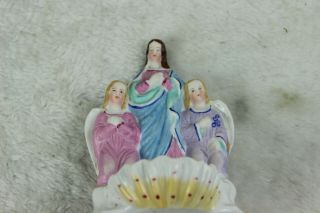 Religious porcelain group madonna mary with angels font holy water 2