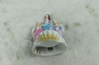 Religious porcelain group madonna mary with angels font holy water 3